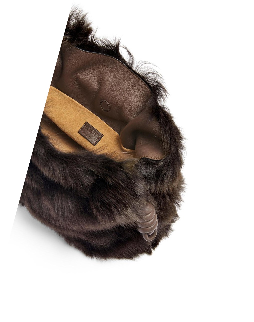 Loewe Flamenco clutch in shearling Marron Foncé | 1924EXAYI