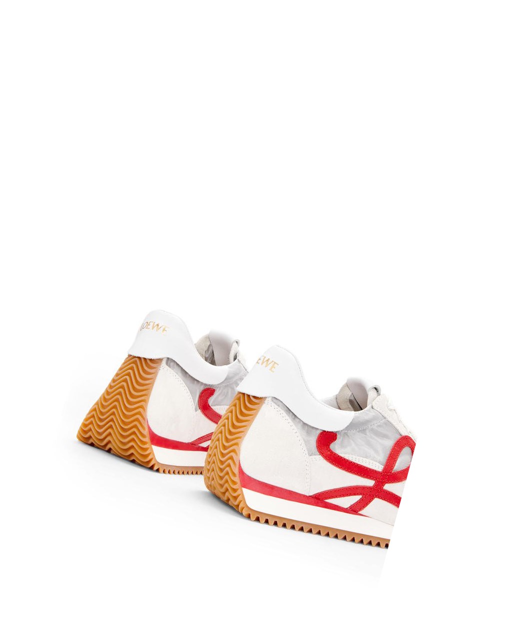 Loewe Flow runner in technical mesh and suede Argent Blanche Rouge | 8570WJQON