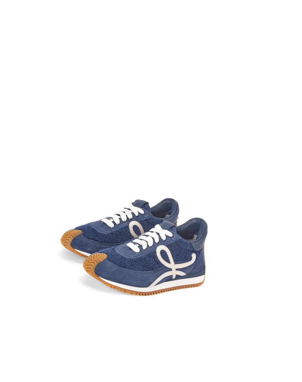 Loewe Flow runner in terry cloth and suede Bleu | 3560ISLDE