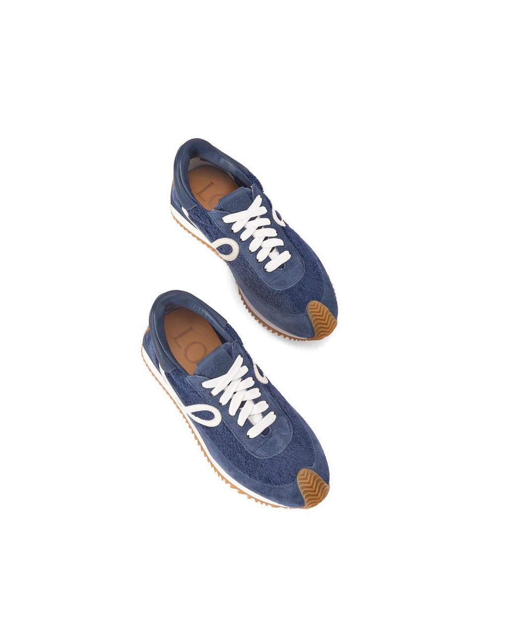 Loewe Flow runner in terry cloth and suede Bleu | 3560ISLDE