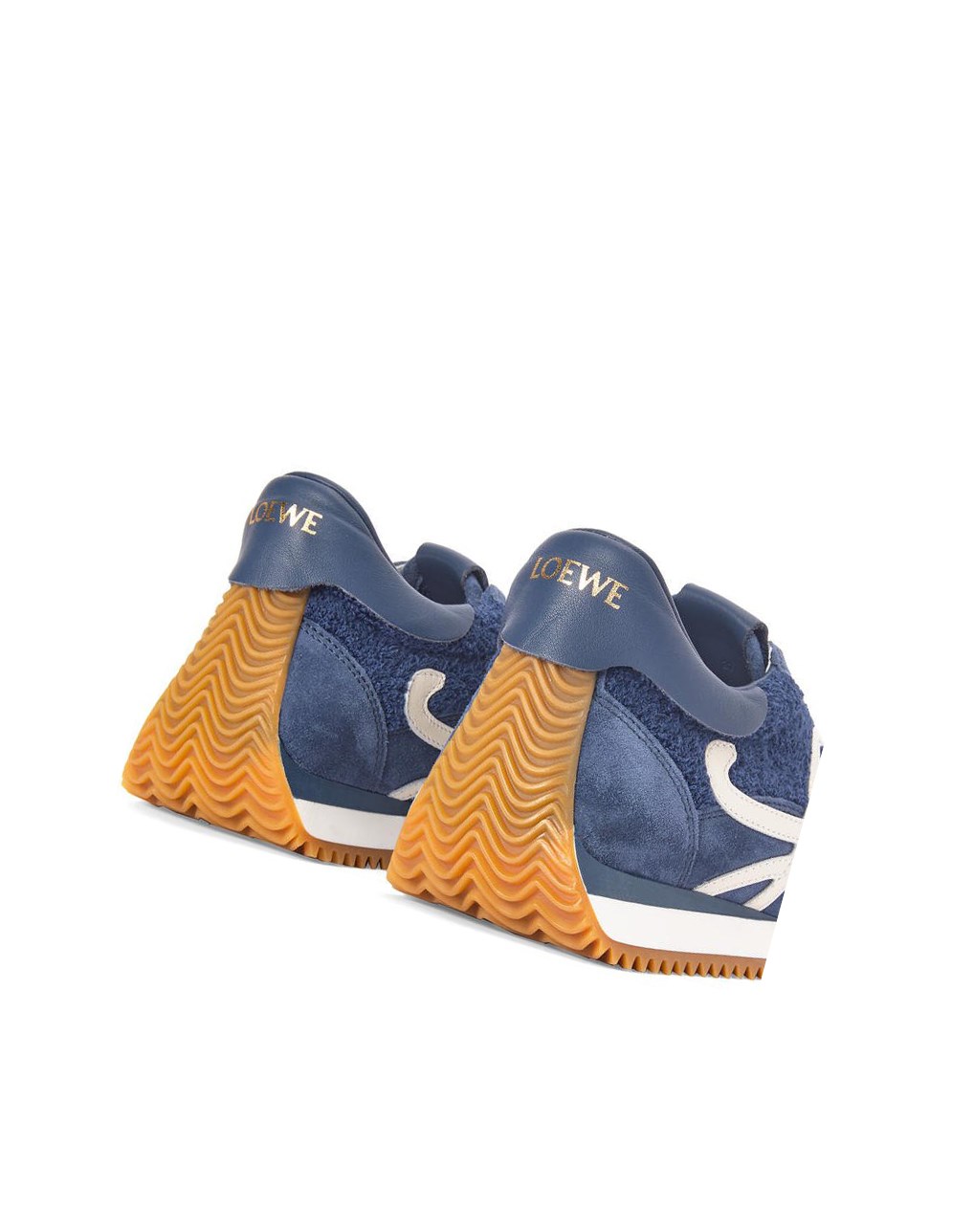 Loewe Flow runner in terry cloth and suede Bleu | 3560ISLDE