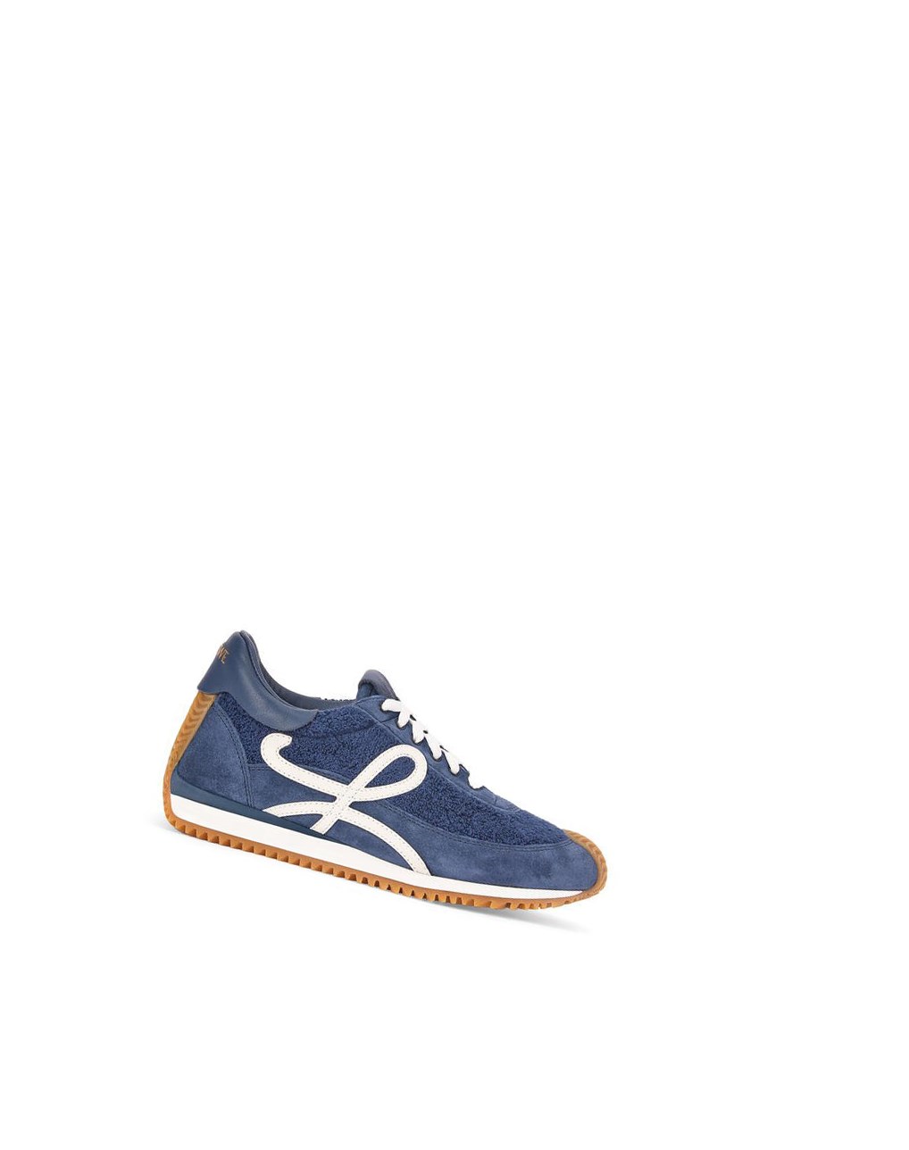 Loewe Flow runner in terry cloth and suede Bleu | 3560ISLDE