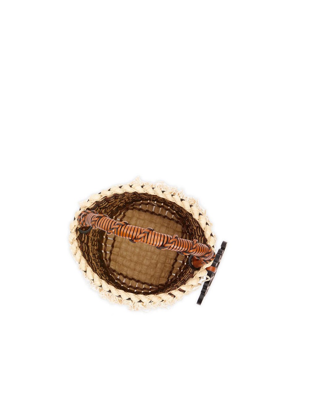 Loewe Frayed Bucket bag in raffia and calfskin Natural / Tan | 6981SVGFL