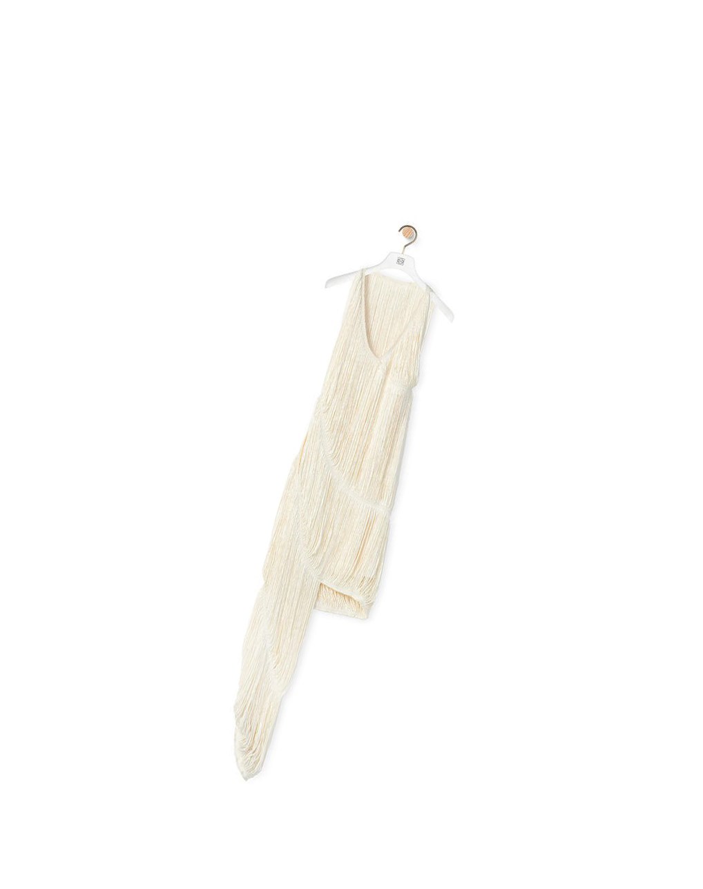 Loewe Fringed dress in silk Ecru | 0531OSUDG