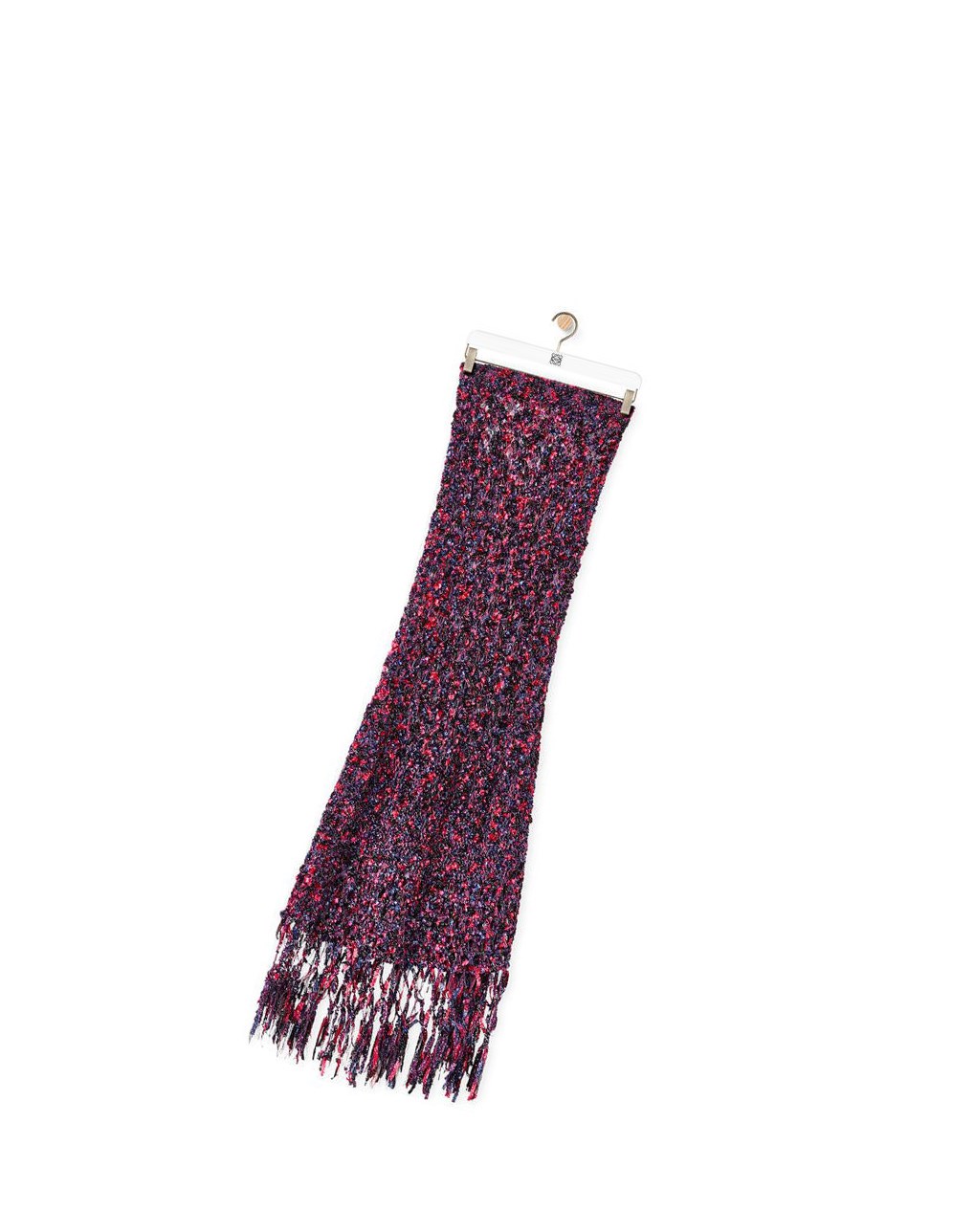 Loewe Fringed midi skirt in polyamide Rose Violette Bleu | 6845CBMWP