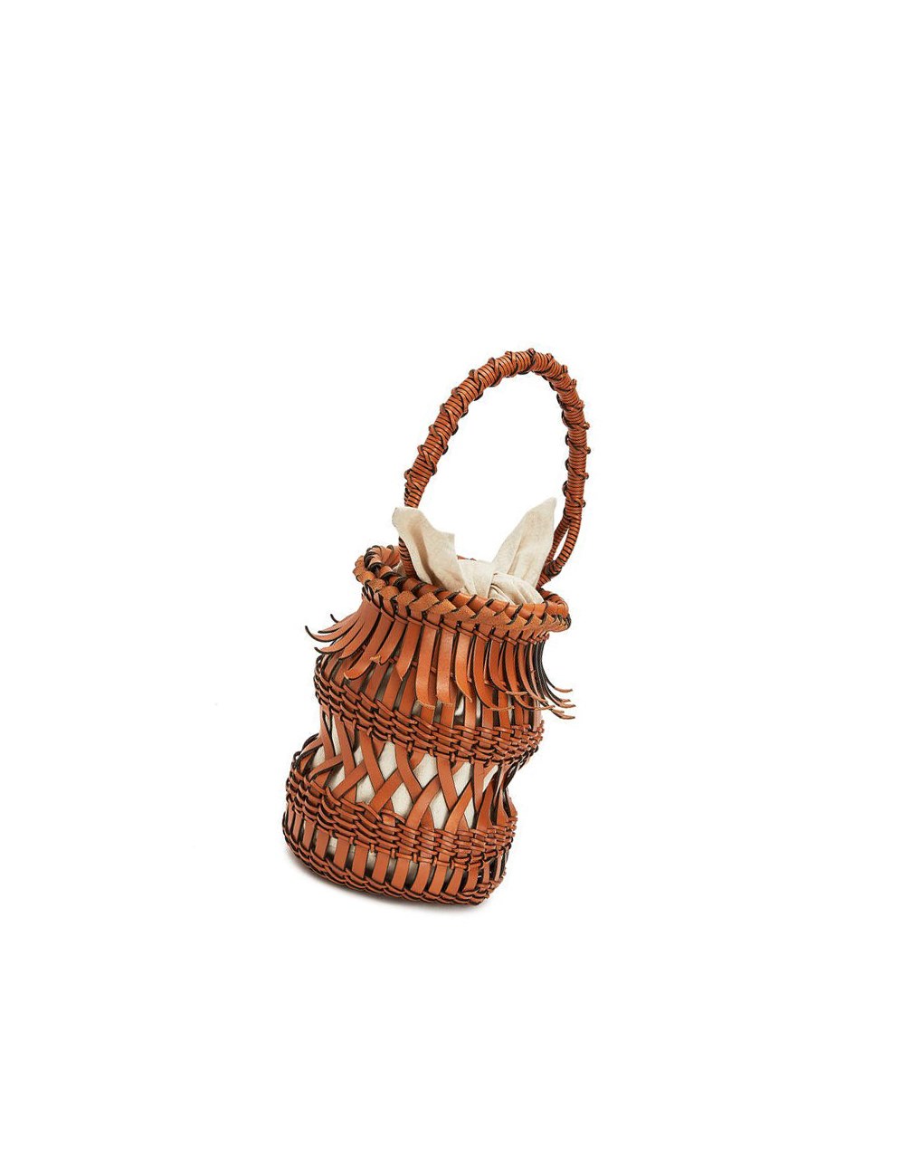 Loewe Fringes Bucket bag in calfskin Tan | 6482TXAGO