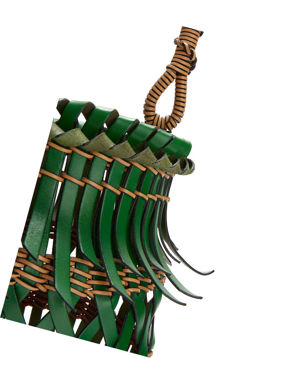 Loewe Fringes Bucket bag in calfskin Vert | 3685LMHBJ