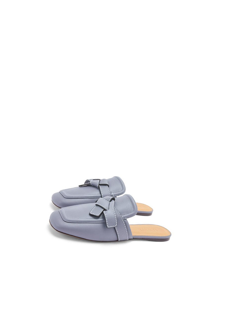 Loewe Gate flat mule in calfskin Grise Bleu | 4190RSAVU