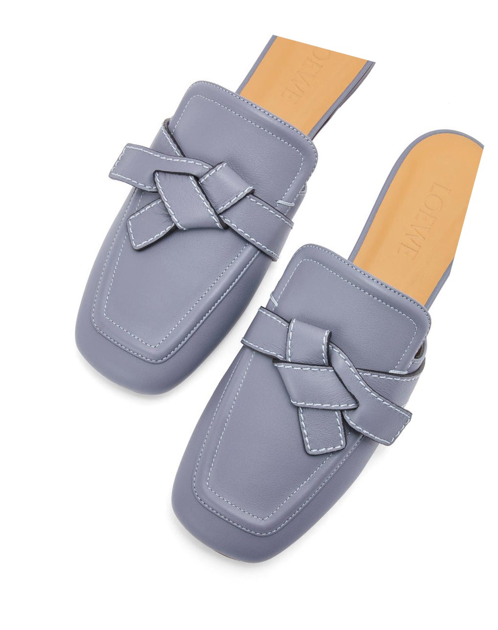 Loewe Gate flat mule in calfskin Grise Bleu | 4190RSAVU