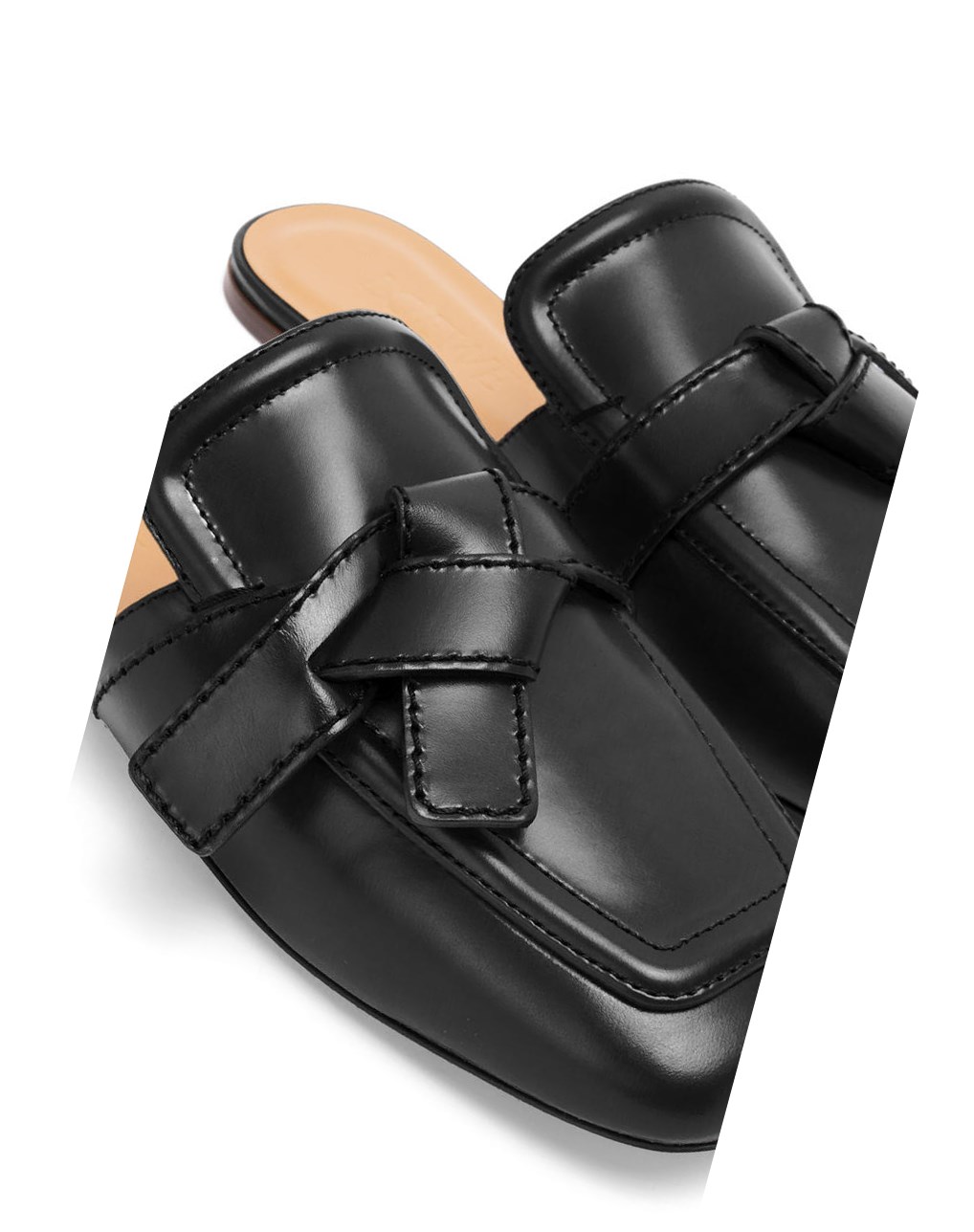 Loewe Gate flat mule in calfskin Noir | 7615ABRYX