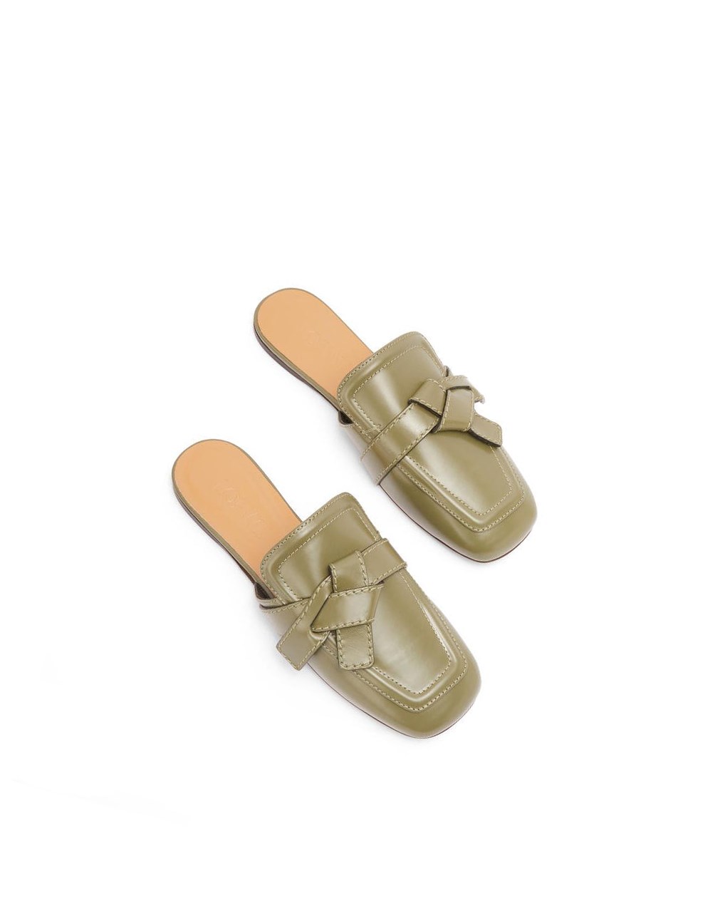 Loewe Gate flat mule in calfskin Vert Olive Vert | 4107HCVBT