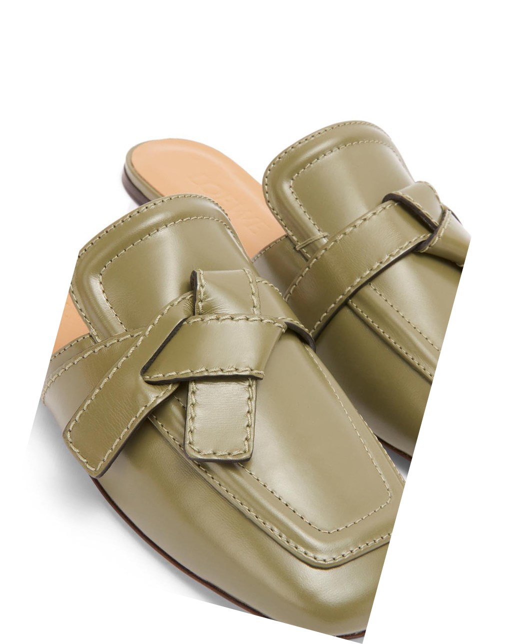 Loewe Gate flat mule in calfskin Vert Olive Vert | 4107HCVBT