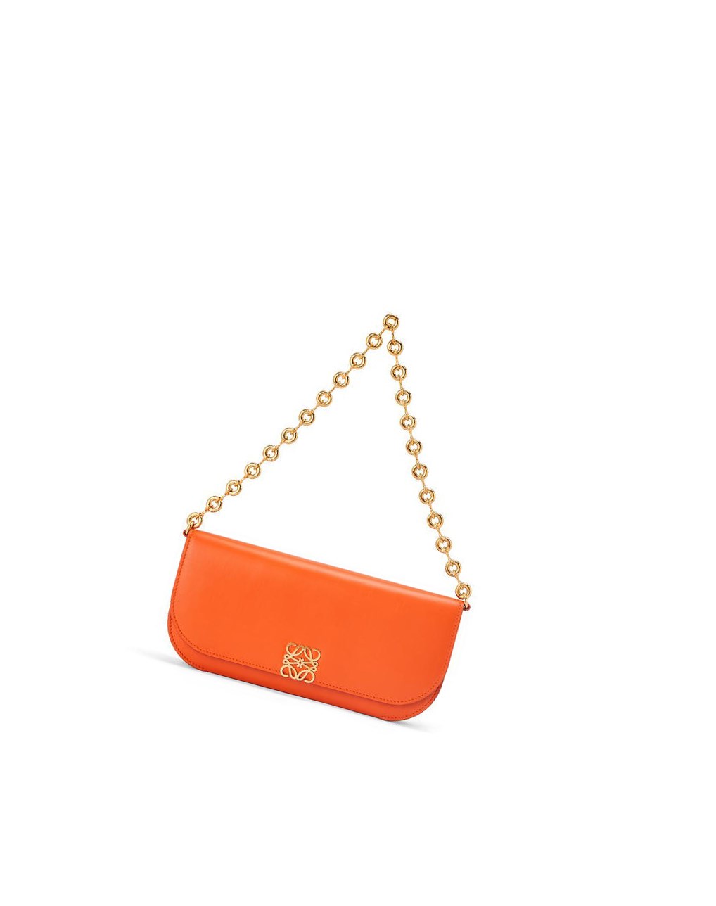 Loewe Goya Long Chain Clutch in silk calfskin Orange | 3120CFEMY