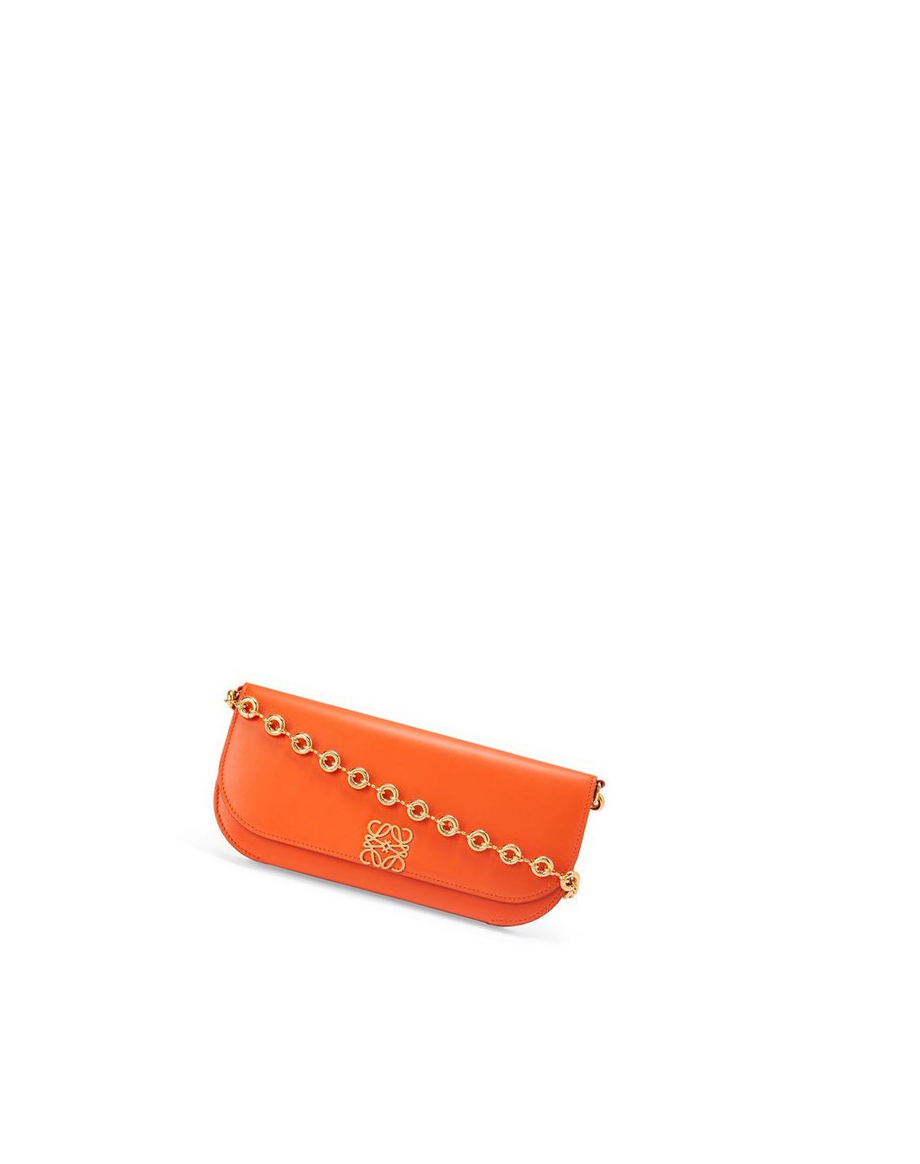 Loewe Goya Long Chain Clutch in silk calfskin Orange | 3120CFEMY