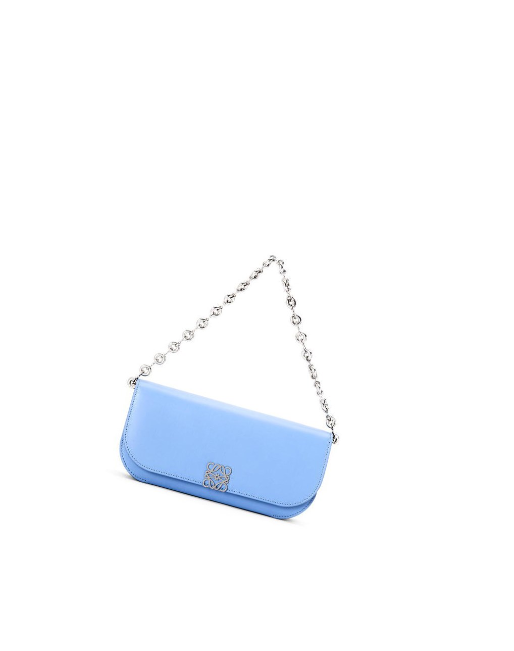 Loewe Goya Long Chain Clutch in silk calfskin Bleu | 5287YLAME