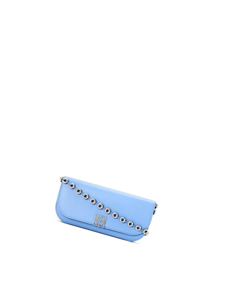 Loewe Goya Long Chain Clutch in silk calfskin Bleu | 5287YLAME