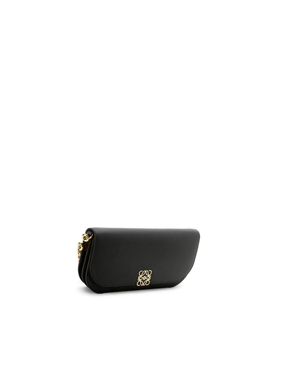 Loewe Goya Long Chain Clutch in silk calfskin Noir | 6031BIYRN