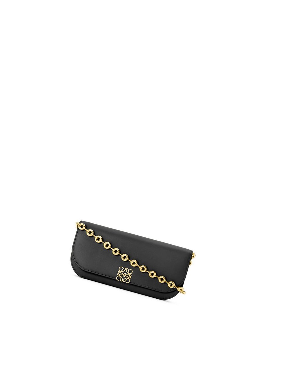 Loewe Goya Long Chain Clutch in silk calfskin Noir | 6031BIYRN