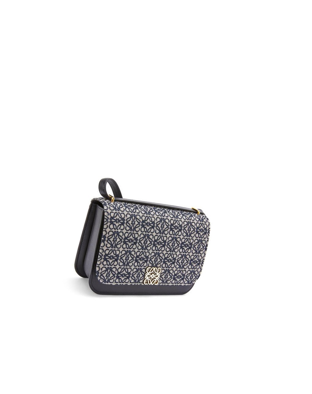 Loewe Goya bag in Anagram jacquard and calfskin Bleu Marine Noir | 8603AIYZE