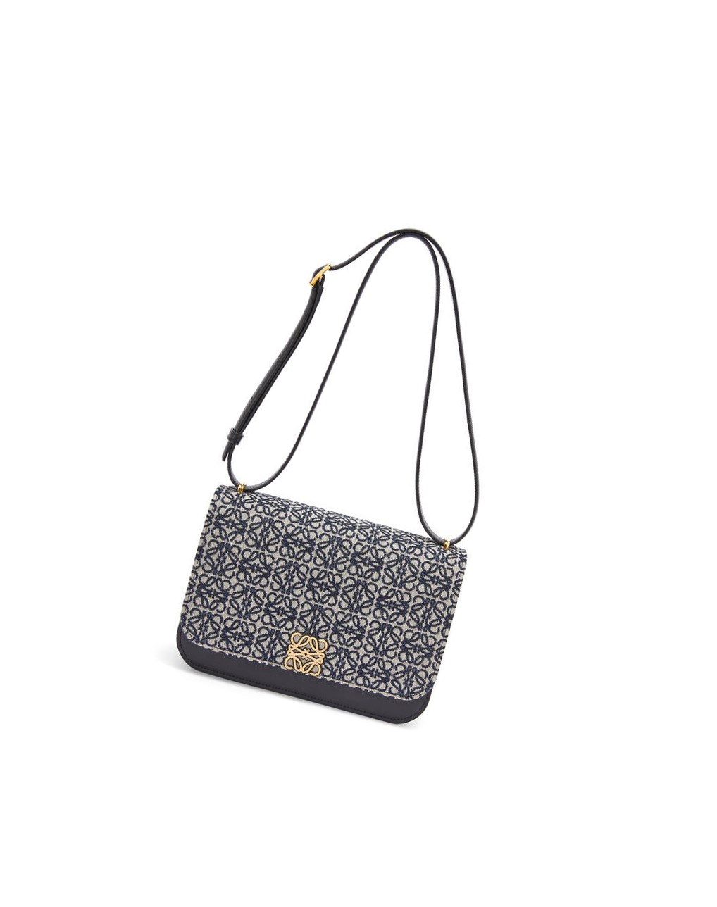 Loewe Goya bag in Anagram jacquard and calfskin Bleu Marine Noir | 8603AIYZE