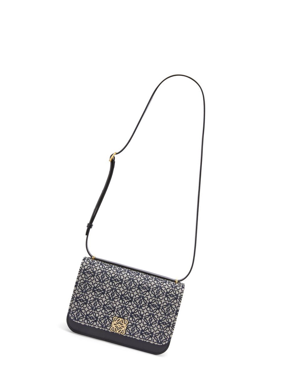 Loewe Goya bag in Anagram jacquard and calfskin Bleu Marine Noir | 8603AIYZE