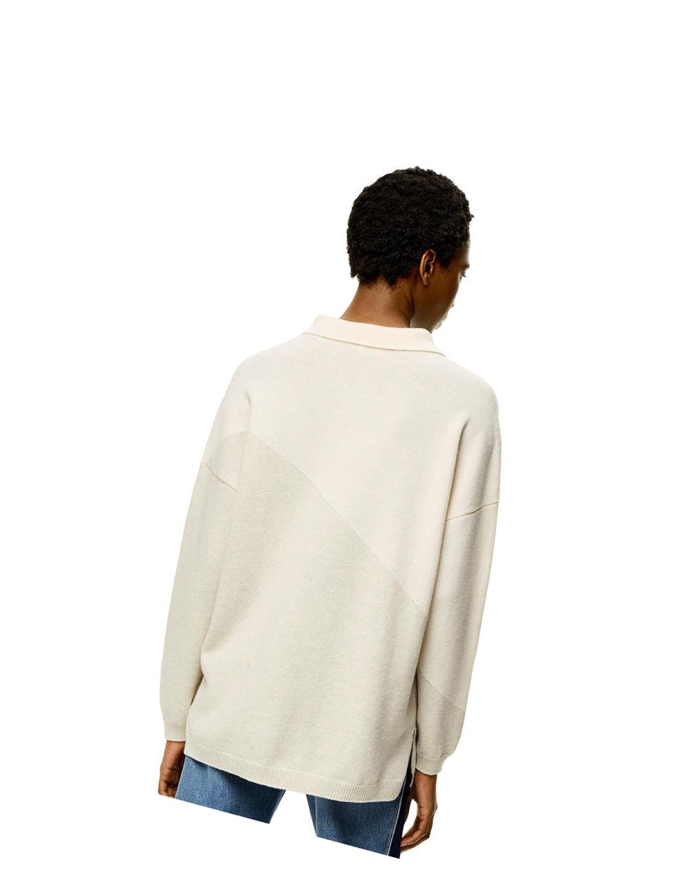 Loewe Graphique polo collar sweater in wool Blanche Grise | 8903FHAMK