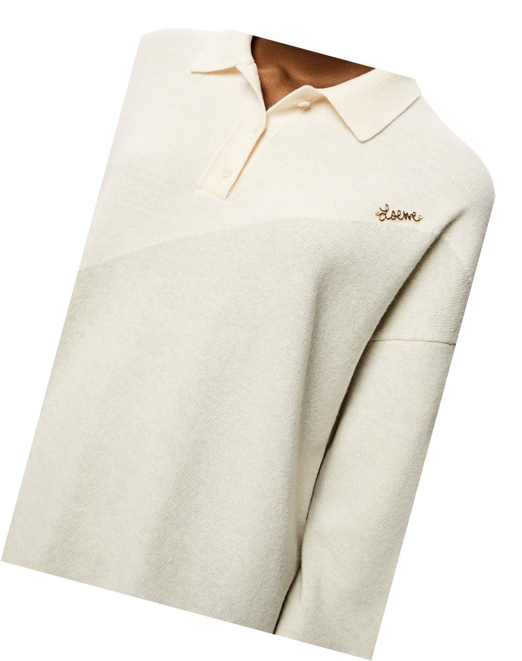 Loewe Graphique polo collar sweater in wool Blanche Grise | 8903FHAMK