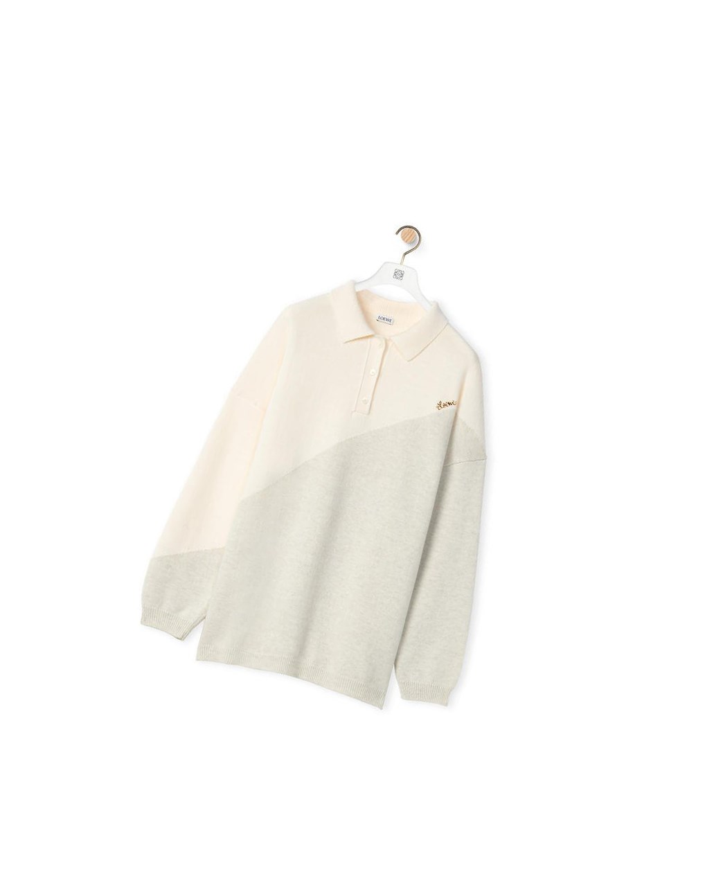 Loewe Graphique polo collar sweater in wool Blanche Grise | 8903FHAMK