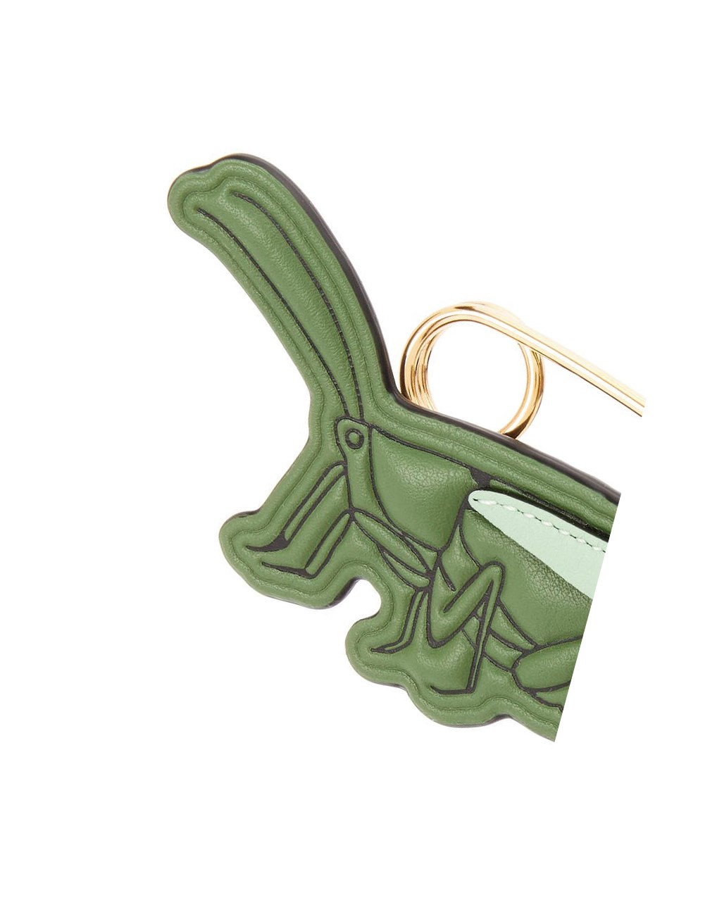 Loewe Grasshopper pin charm in calfskin and metal Vert | 4860RVIWU