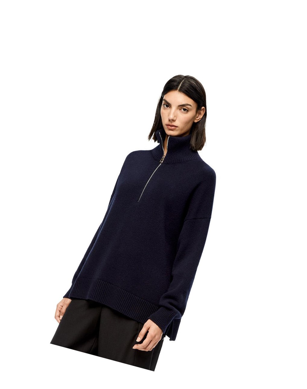 Loewe Half zip sweater in cashmere Bleu Marine Bleu | 7213VNFZW