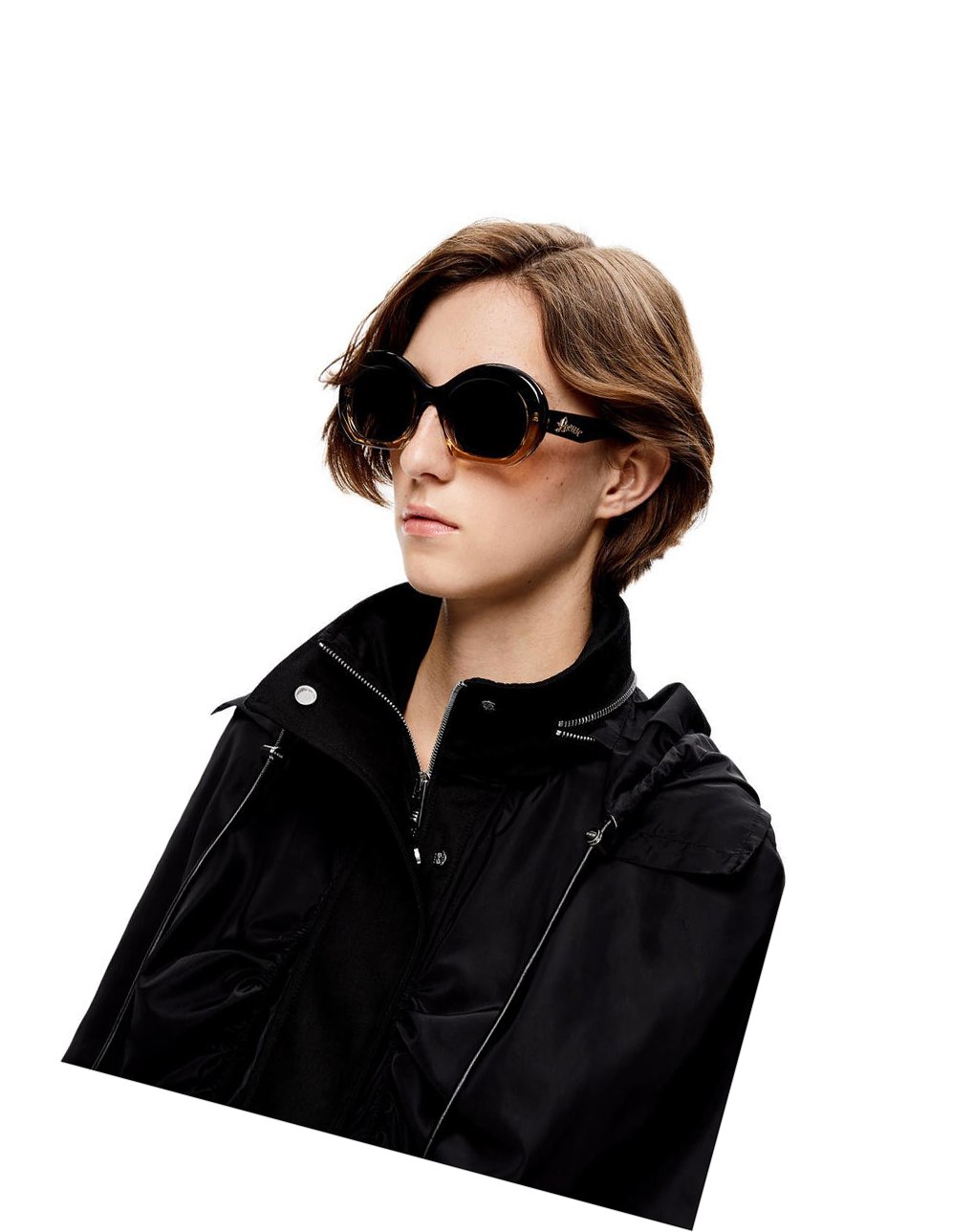 Loewe Halfmoon sunglasses in acetate Noir Beige | 3508KSNMD