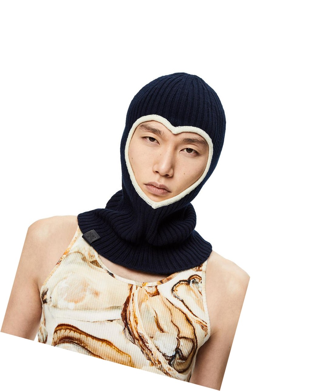 Loewe Heart balaclava in. wool Bleu Marine Blanche | 2893JHVFE