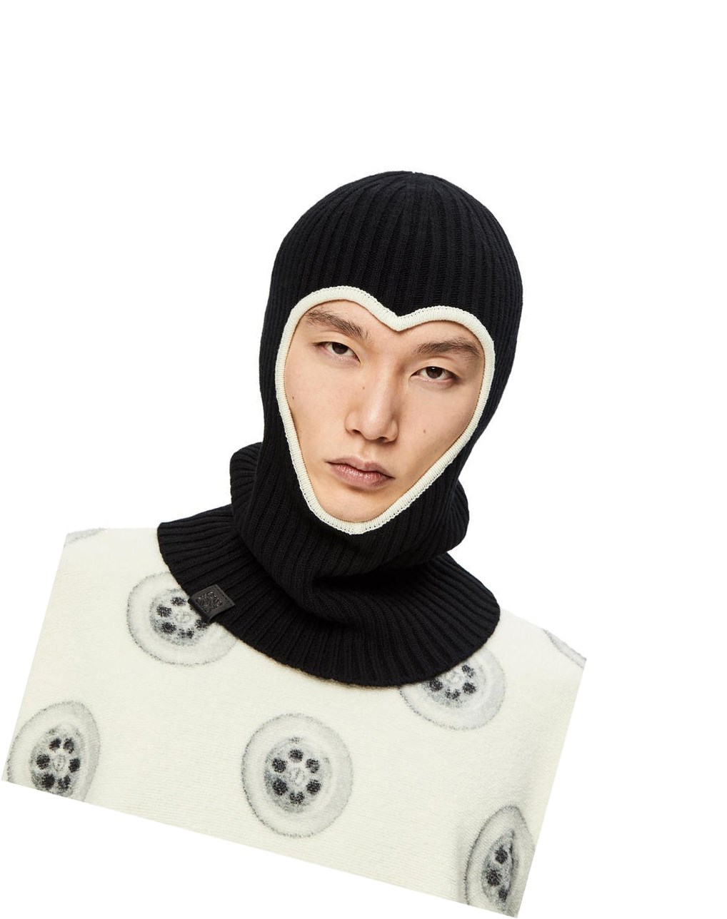 Loewe Heart balaclava in. wool Noir Blanche | 8064IZSBE