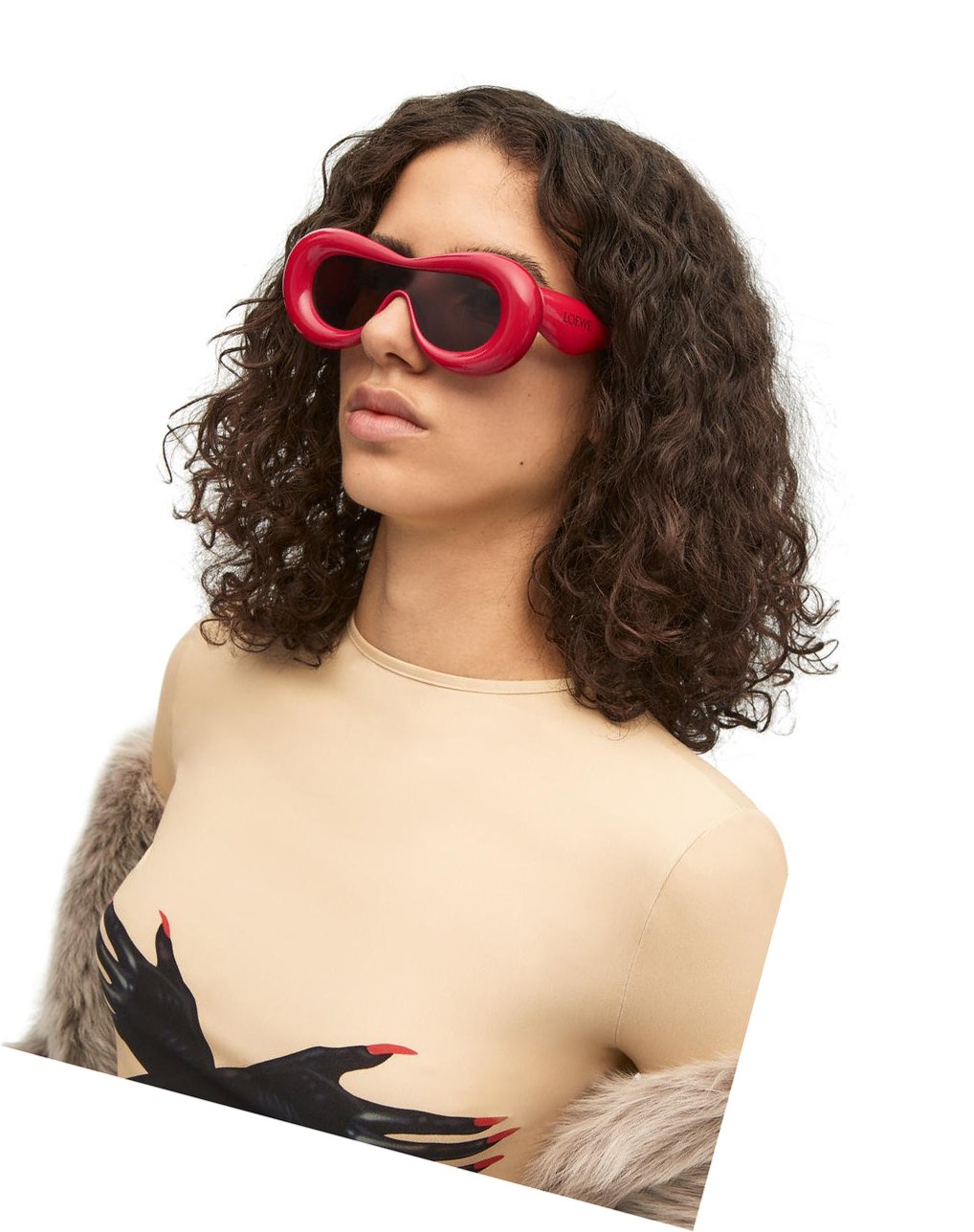 Loewe Inflated mask sunglasses in acetate Lipstick | 2940MKDWI