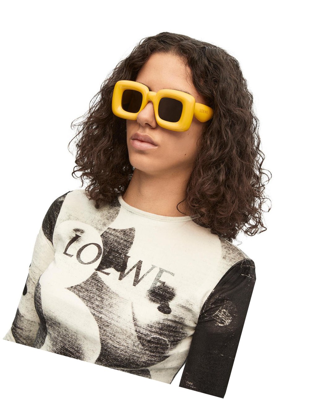 Loewe Inflated rectangular sunglasses in acetate Jaune | 0456PMSIB