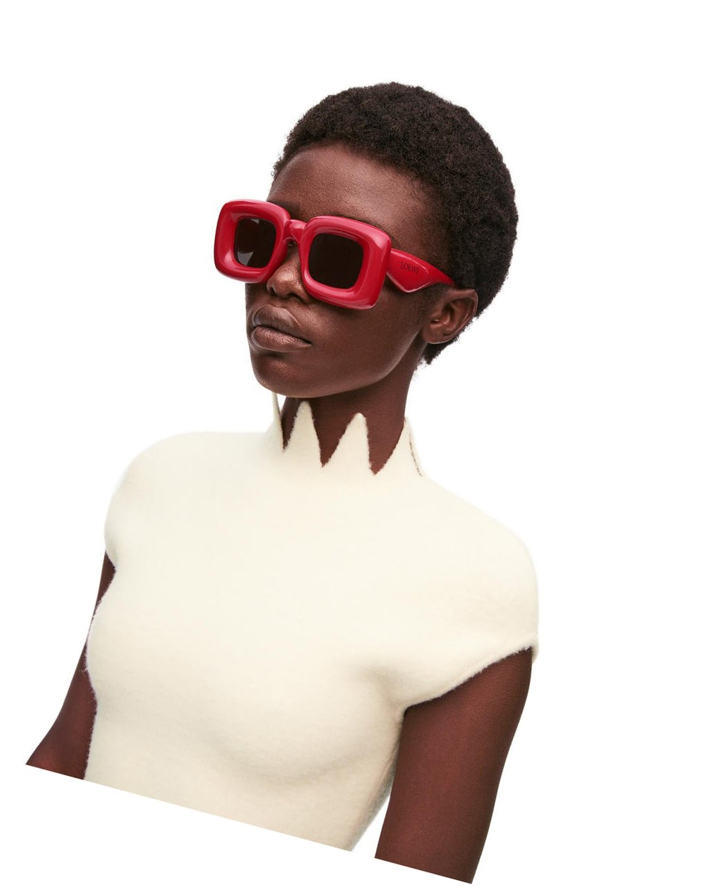 Loewe Inflated rectangular sunglasses in acetate Lipstick | 0526DJIQA