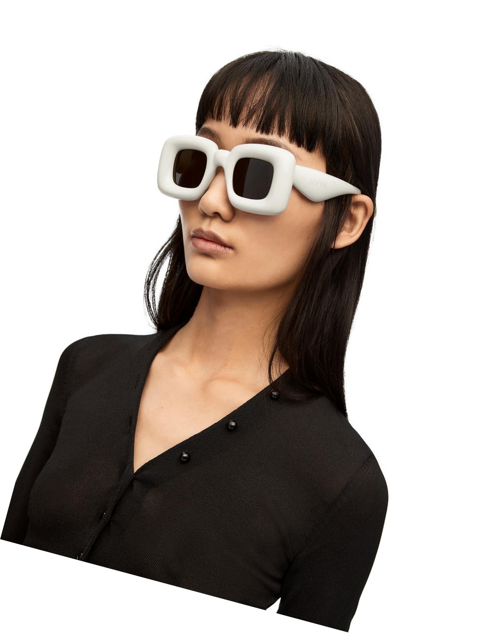 Loewe Inflated rectangular sunglasses in acetate Grise | 3745PSWYR