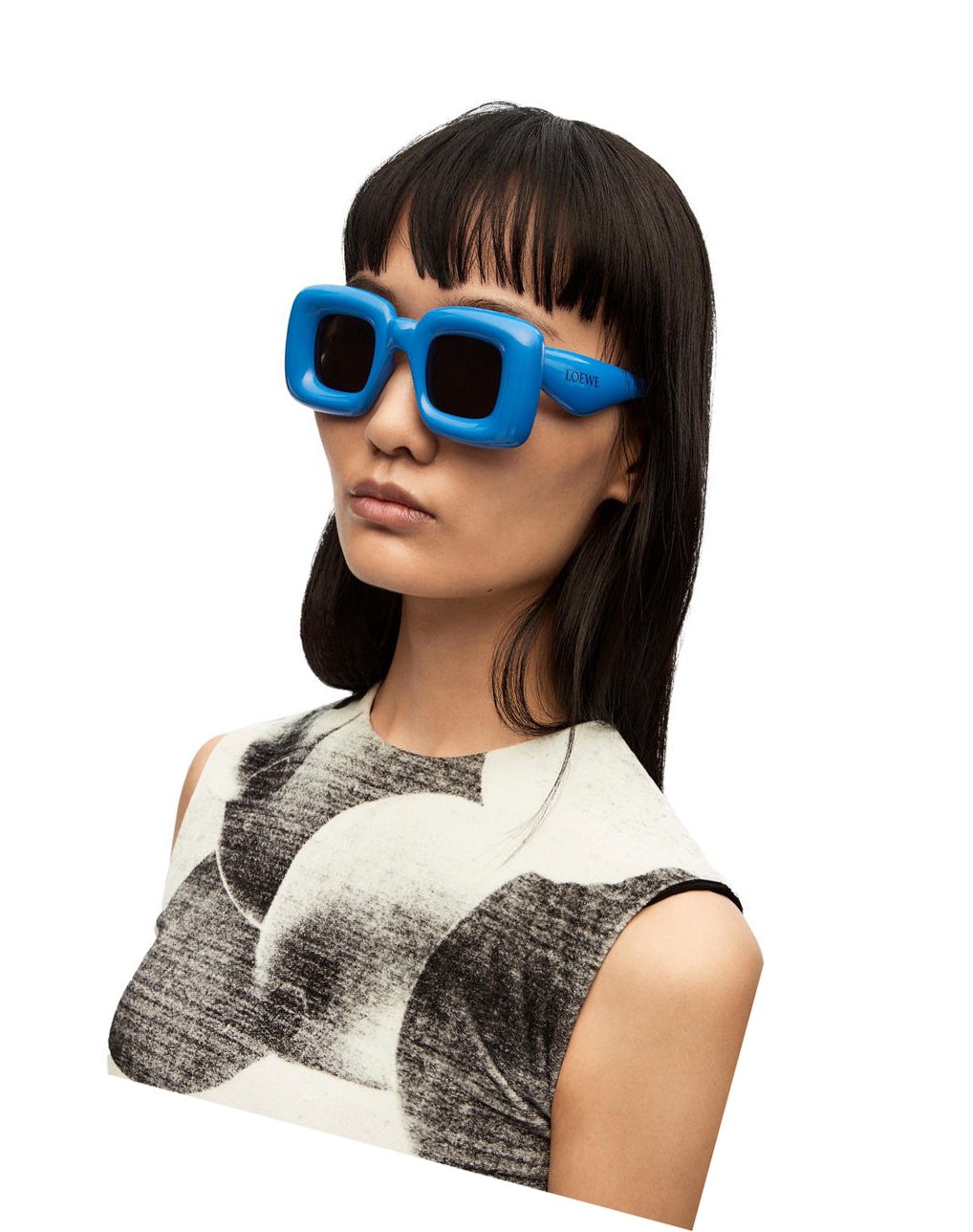 Loewe Inflated rectangular sunglasses in acetate Bleu | 4125CRVGM