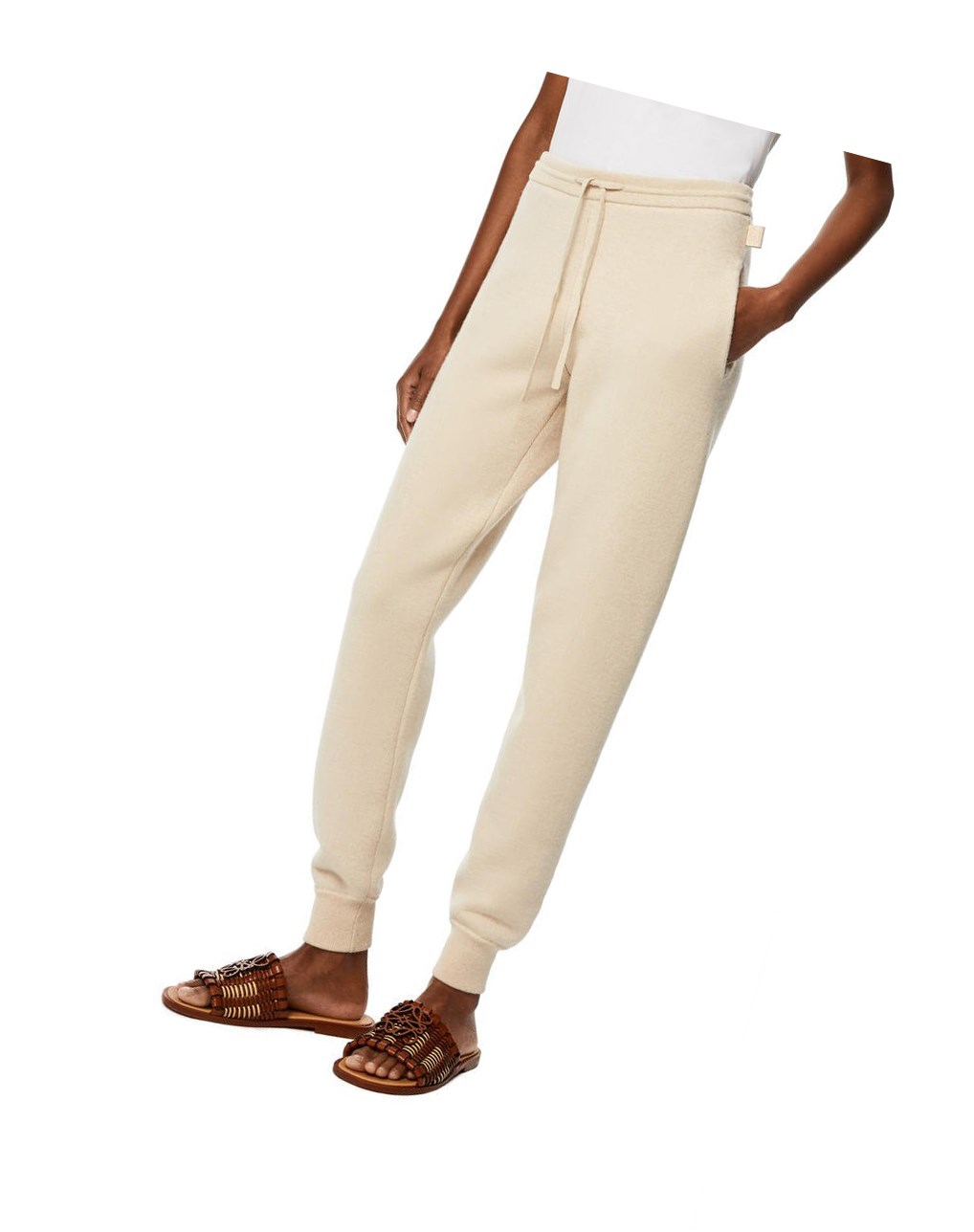 Loewe Knit track trousers in cashmere Ecru | 2973NLEMQ