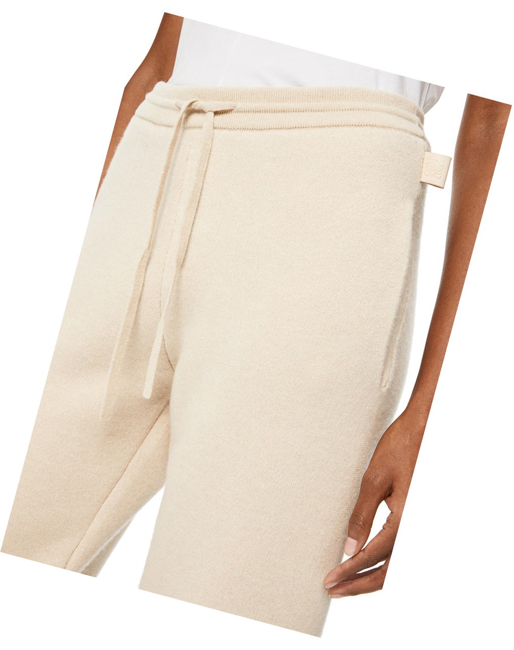 Loewe Knit track trousers in cashmere Ecru | 2973NLEMQ