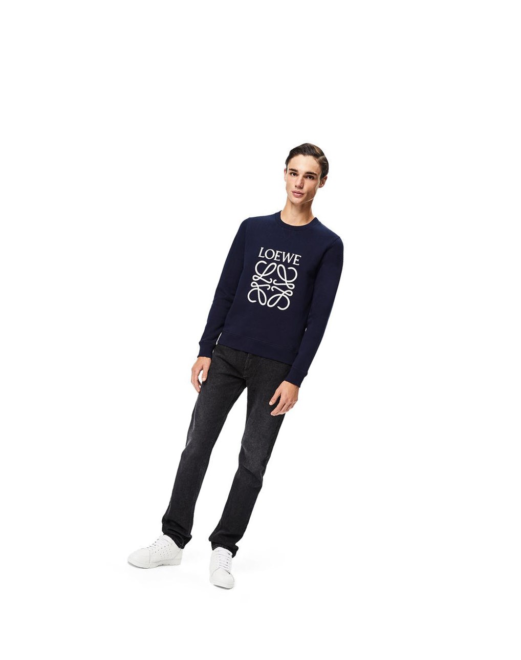 Loewe LOEWE Anagram embroidered sweatshirt in cotton Bleu Marine Bleu | 3625IFBCH