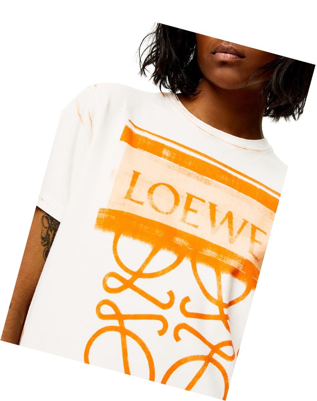 Loewe LOEWE Anagram print T-shirt in cotton Blanche Orange | 5139KJIGW