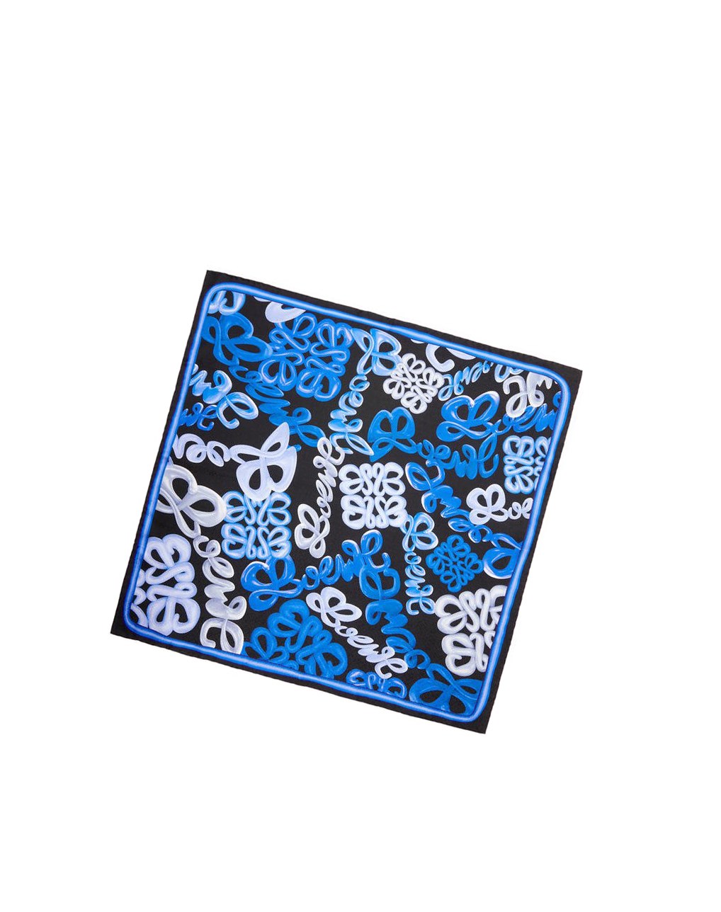 Loewe LOEWE Anagram scarf in silk Bleu Multicolore | 7015SIDGL