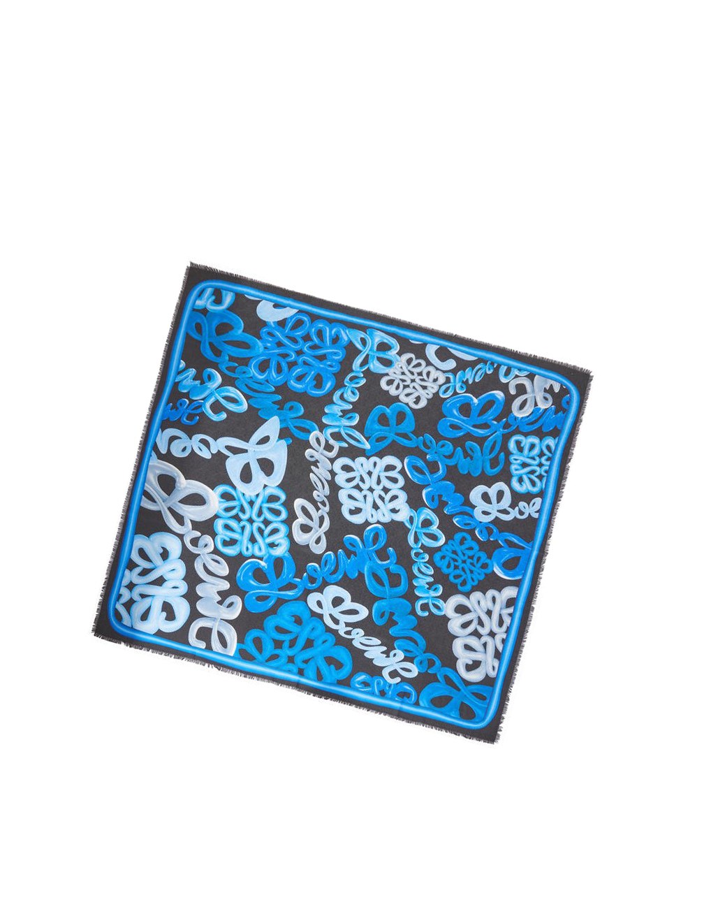 Loewe LOEWE Anagram scarf in silk and cashmere Bleu Multicolore | 0642XCEDT