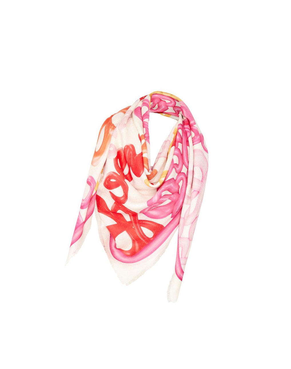 Loewe LOEWE Anagram scarf in silk and cashmere Rose Multicolore | 7863EMCOA