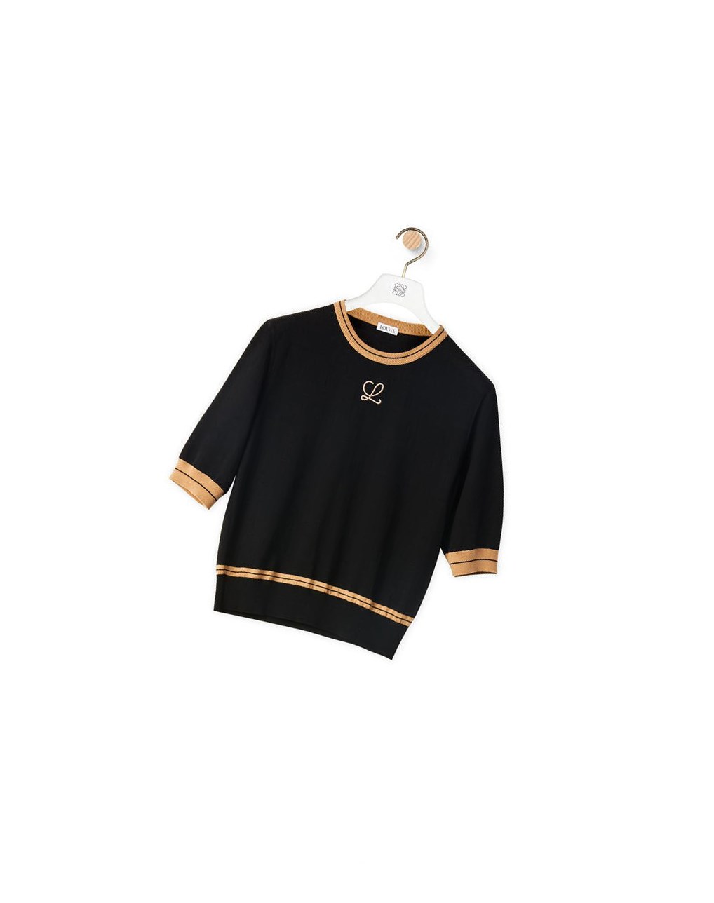 Loewe LOEWE cropped sweater in wool Noir Beige | 9136FGZHJ