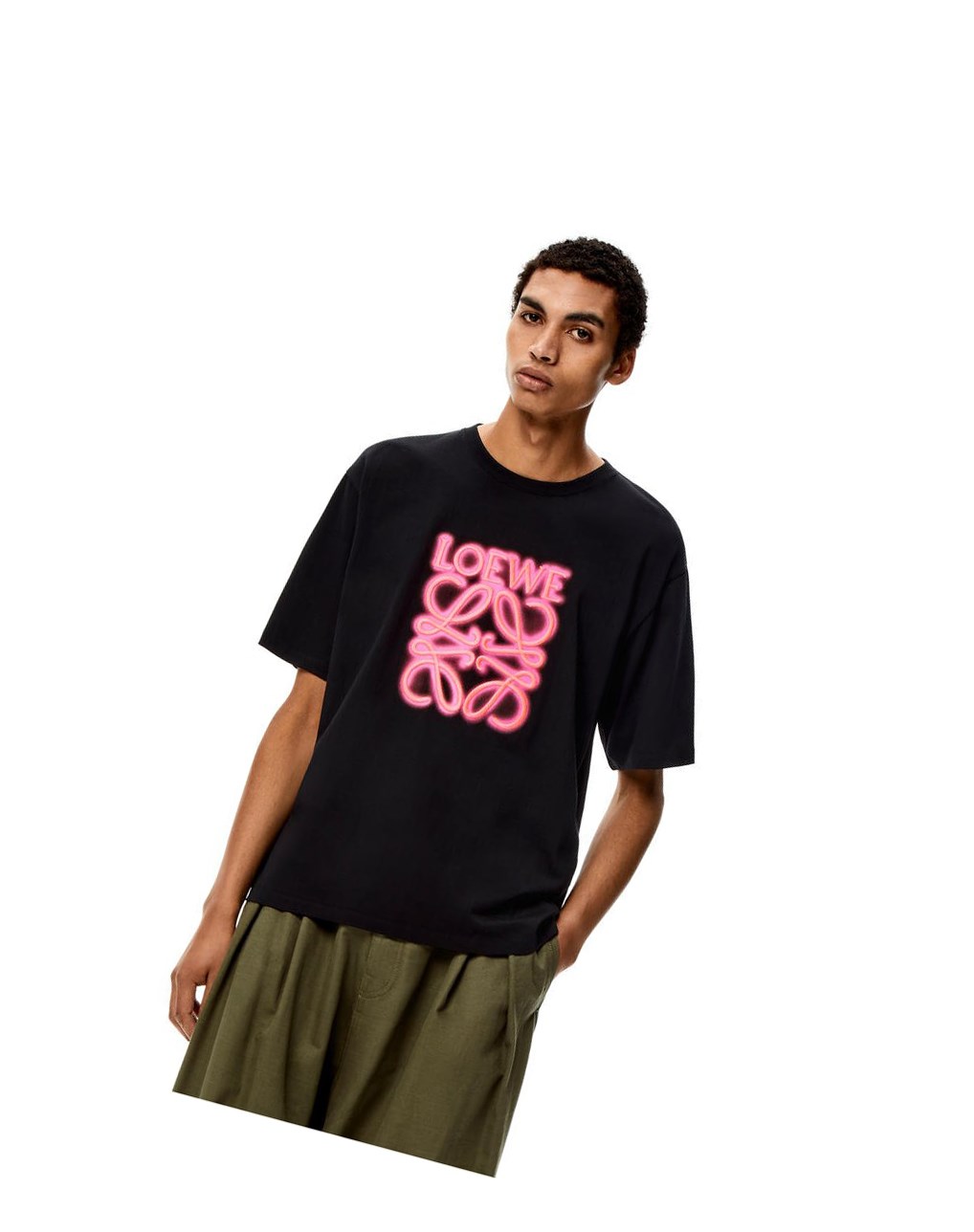 Loewe LOEWE neon T-shirt in cotton Noir Rose | 8024BVPDK