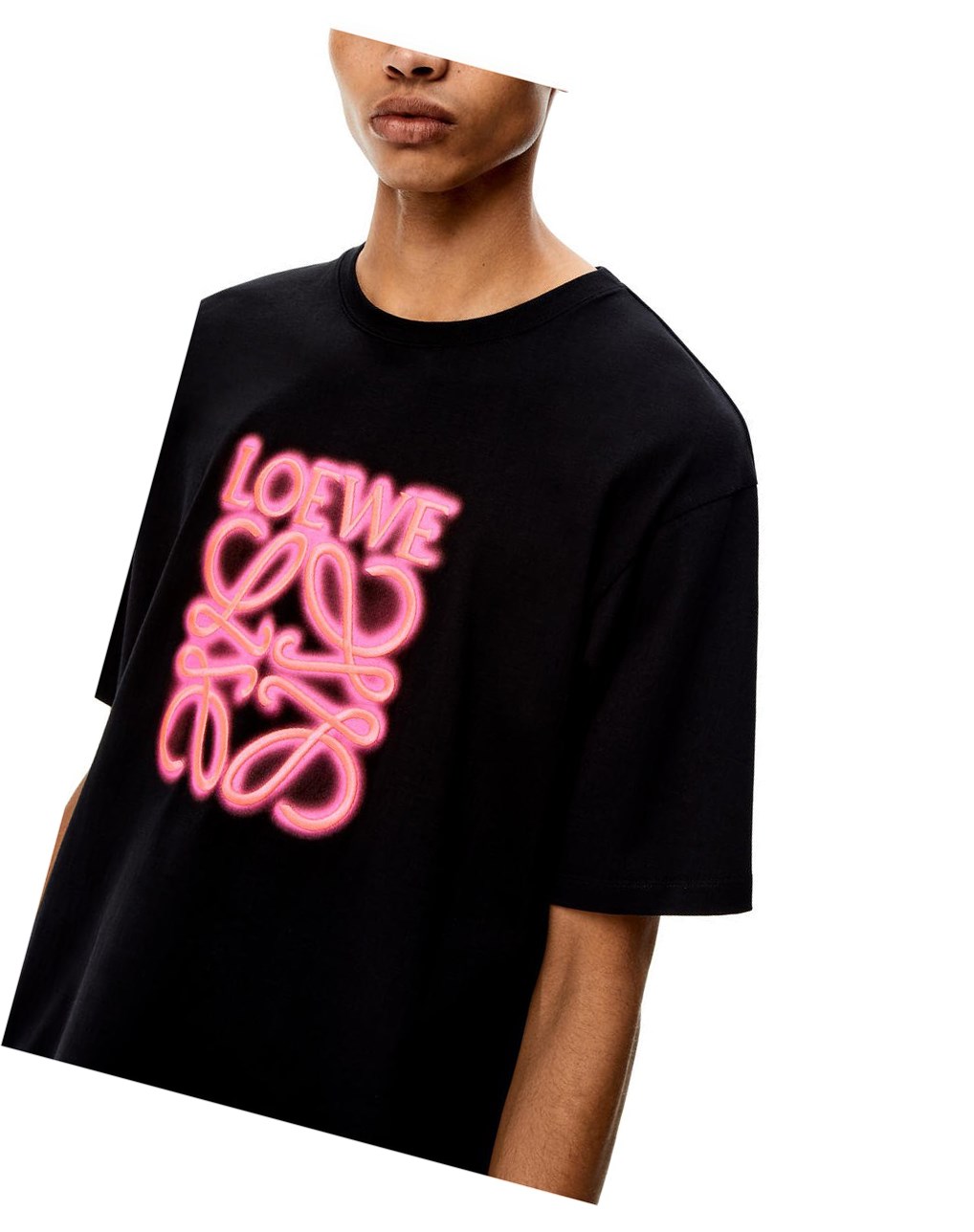 Loewe LOEWE neon T-shirt in cotton Noir Rose | 8024BVPDK