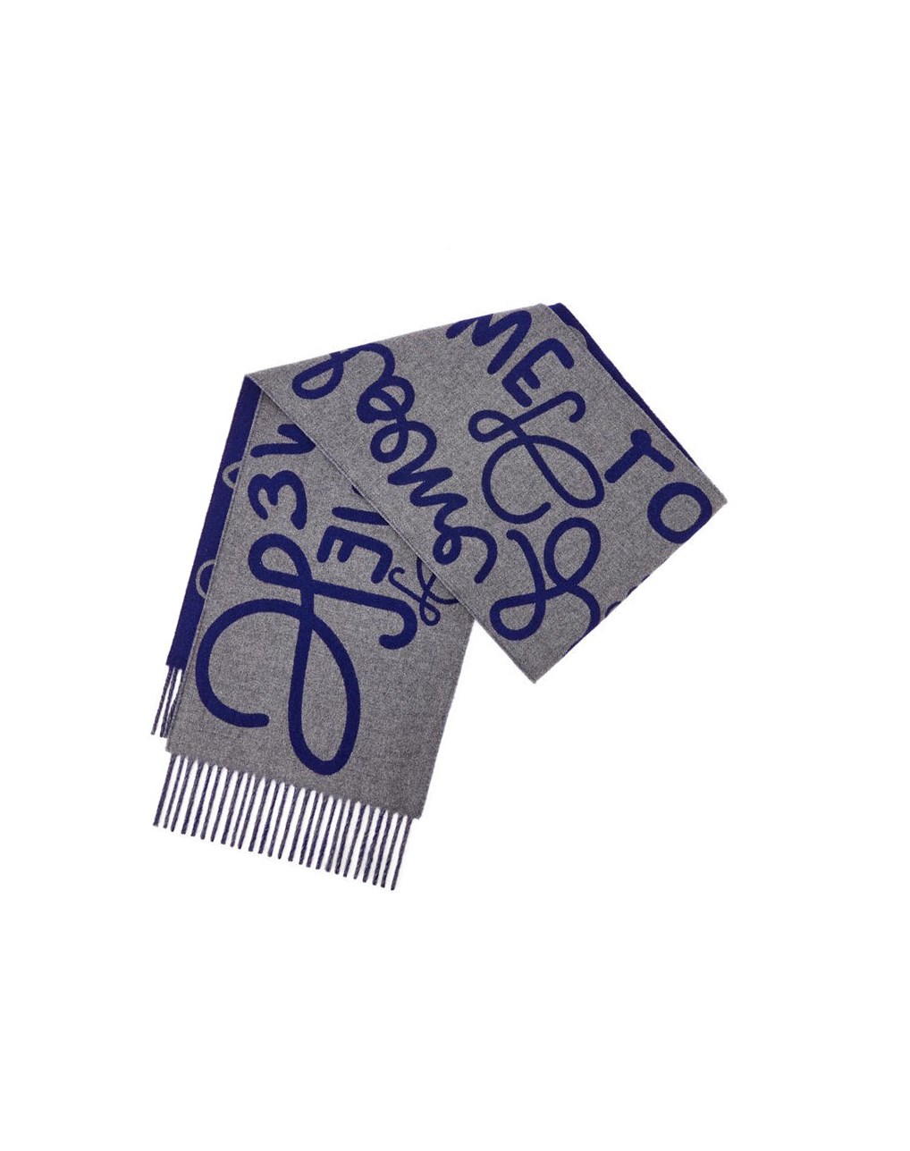 Loewe LOEWE scarf in wool and cashmere Bleu Marine Grise | 1356TGSFB