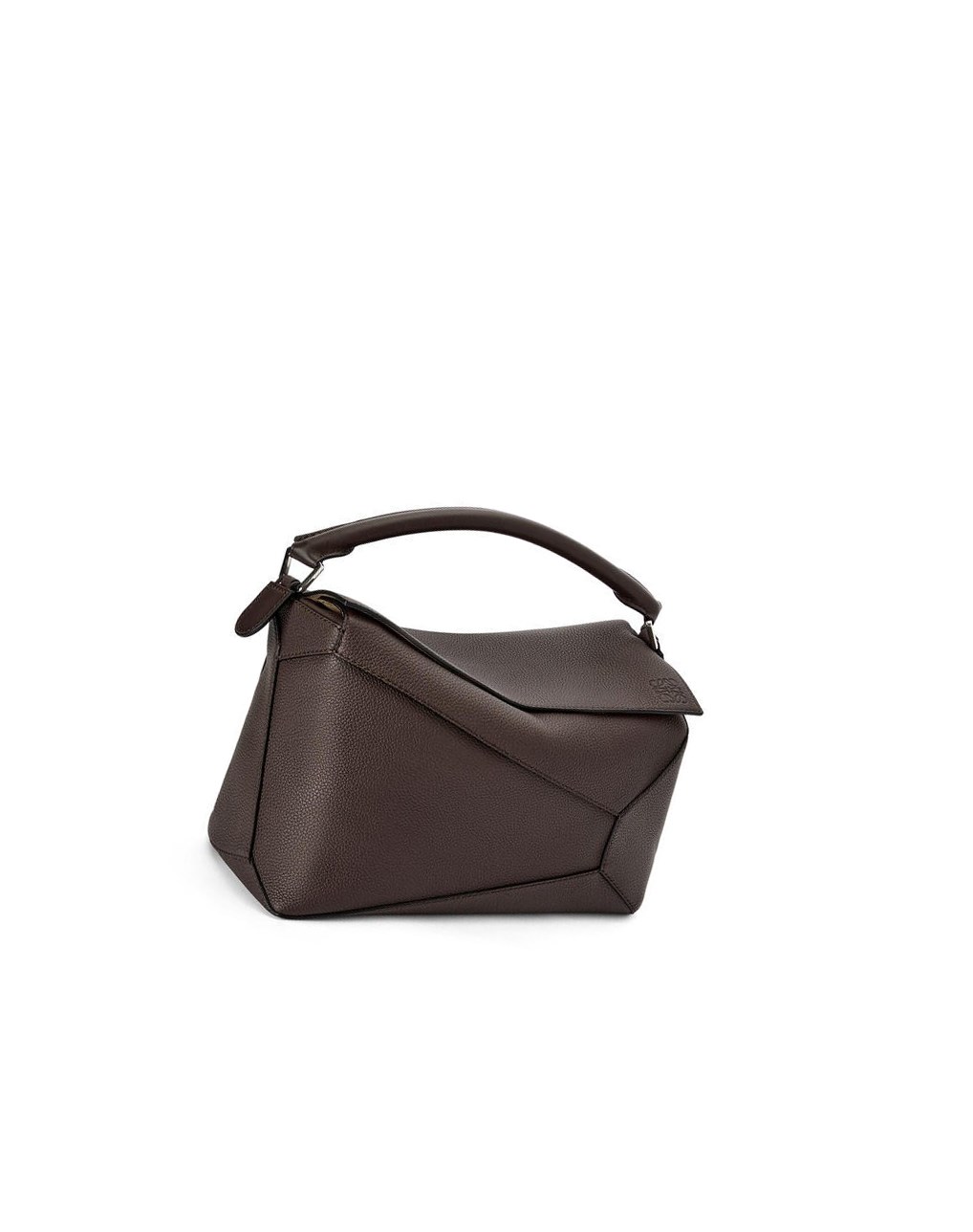 Loewe Large Puzzle Edge bag in grained calfskin Chocolat | 9527MRDUC